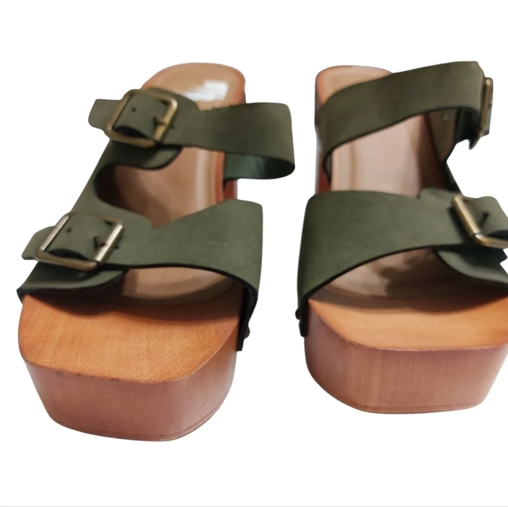 Madden Girl Green and Brown Platform Sandals